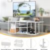 BTY Floating TV Stand for 50" TV Wall Mounted Entertainment Center with 3 Tier Open Storage Shelf, Wooden Media Console for Living Room, Bedroom, Under TV Shelf, White