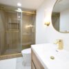 56"- 60" W×76" H Frameless Stainless Steel Bypass Shower Door and Two Towel Bars in Satin Brass and 3/8" (10mm) Certified Tempered Clear Glass. The Royal Series UKD01-6076-TT-SB