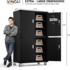 VINGLI Large Garage Storage Cabinet with 4 Doors, Upgraded Height & Wide & Deep, 43''W x 23''D x 75''H, Oversized Metal Storage Cabinet with Pegboards Wheels Locks and Adjustable Shelves (Black)