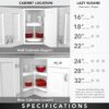 Rev-A-Shelf 28" Pie-Cut Dual Tier Lazy Susan Organizer for Corner Wall Kitchen Cabinets, Plastic Home Rotating Storage Shelves, White, 2942-28-11-1