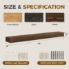 Fireplace Mantel Handmade, 3'' Thick Wall Decor Long Floating Shelf, 72inch Rustic Wood Shelf with Invisible Brackets, Brown