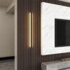 Wood Slat Panels for Wall and Ceiling 3D Wall Panels Wood Grain Acoustic Panels for Home Decor and Noise Reduction (Black oak/2pcs)