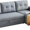 Upholstered Sleeper Sofa, L Shaped Sectional Couch with Reversible Storage, Convertible Corner Lounge Couches w/Pull Out Sofabed for Living Room, Apartment,Light Grey