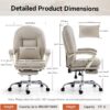 EMIAH Ergonomic Office Chair with Foot Rest Criss Cross Chair with Wheels Reclining Executive Office Chair Mid Back PU Leather Swivel Desk Chair Lumbar Support for Home Office (Beige)