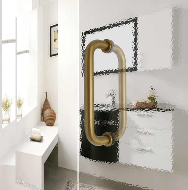 CKB 8" Shower Door Handle, Shower Glass Door Pull Back to Back Handle Compatible with 1/4" to 1/2" Thickness Glass for Frameless Shower Doors, Gold Plated with 304 Stainless Steel