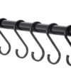 Dseap Kitchen Utensil Holder Hanger, Pot and Pan Rack Wall Mounted, Kitchen Rail with 8 Hooks for Hanging Cooking Utensils, Mugs, Spoons, Wall Mounted, Black