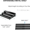 Expandable Spice Rack organizer with 3-Tier step shelf,Modern Design heavy duty,Non Skid and Visibility ,Great for Kitchen Cabinet,Bathroom,dressing table,Cupboard, Pantry and more(2PACKS/BLACK)