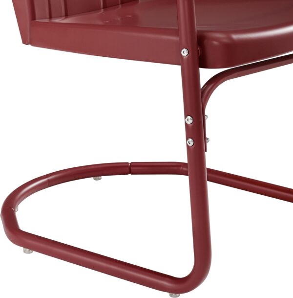Crosley Furniture Tulip 5-Piece Outdoor Dining Set for 4, Retro Metal Round Patio Table and Chairs for Deck, Dark Red Satin