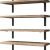 WOPITUES Wood Floating Shelves Set of 6, Shelves for Wall Decor, Farmhouse Shelf for Bedroom, Bathroom Storage Shelves, Book Shelves for Living Room - Rustic Brown