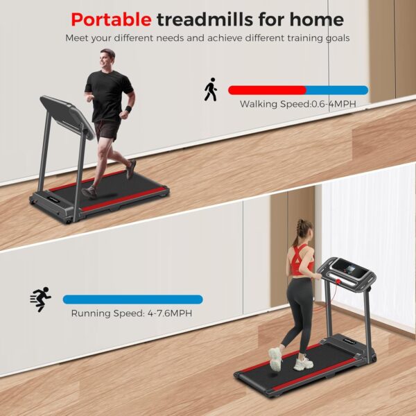 Portable Treadmill with Handle, 3.0HP Walking Pad Treadmill, Electric Compact Treadmills,Treadmills for Home Small Space with 12 Preset Programs, Walking Pad with Handle,300 LBS Capacity