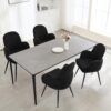 Black Dining Chairs Set of 4, Modern Dining Chairs with Arms and Sturdy Metal Legs, Boucle Fabric Upholstered Kitchen Dining Chairs for Dining Room, Living Room, Bedroom