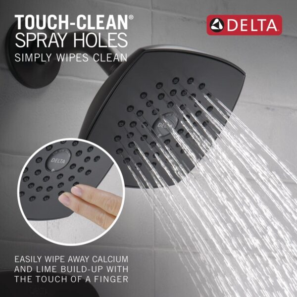 71GZJgR2mvL._AC_SL1500_.jpg Delta Faucet Modern 14 Series Matte Black Shower Faucet, Delta Shower Trim Kit with Single-Spray Touch-Clean Black Shower Head, Matte Black T142339-BL-PP (Valve Not Included)