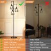 Dimmable Floor Lamp, 3 x 800LM LED Edison Bulbs Included, Farmhouse Industrial Floor Lamp Standing Tree Lamp with Elegant Cage Tall Lamps for Living Room Bedroom Office - Black