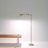 Brightech Leaf Pharmacy LED Reading Lamp, Dimmable Floor Lamp with Easy Rotation over Chair or Desk for Living Rooms & Offices, Adjustable Standing Tall Lamp, For Sewing & Crafts, Antique Brass (Gold)
