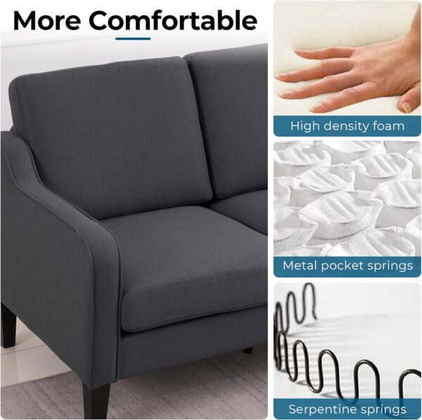 VINGLI Loveseat 53" Small Couch Loveseat Sofas for Living Room Mid Century Modern Sofa Couch Dark Gery Love Seat Couches with Scooped Arms for Small Spaces, Bedroom, Apartment, Studio