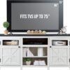 JXQTLINGMU Farmhouse TV Stand for 75 Inch TV, Entertainment Center with Storage, Modern TV Cabinet with Barn Doors, 66" Rustic TV Console for Living Room, Adjustable Shelf - Off White