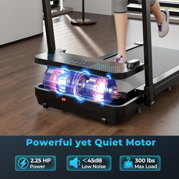 Goplus 2 in 1 Folding Treadmill, 300 LBS Capacity Walking Pad with Handle Bar, Under Desk Treadmill with Remote & APP Control and LED Display, Foldable Portable Treadmills for Home Small, Office