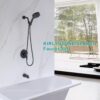 Tub Shower Faucet Combo, Matte Black Shower System 10 Patterns Handheld Shower Head with Tub Spout, Shower Trim Kit with Shower Head & Brass Valve