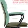 Home Office Chair, Modern Upholstered Mid-Back PU Leather Task Desk Chair with Arms, Adjustable Rocking Swivel Computer Chair with Wheels (Olive Green)