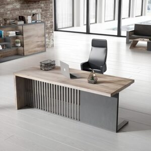 WESOME 63 Inch Modern Executive Office Desk, Computer Writing Desk for Home Office, Business Furniture Desk Workstation Stainless Steels Sturdy Frame 1.97IN Thick Desktop(Right, 63×31.5×30 in)