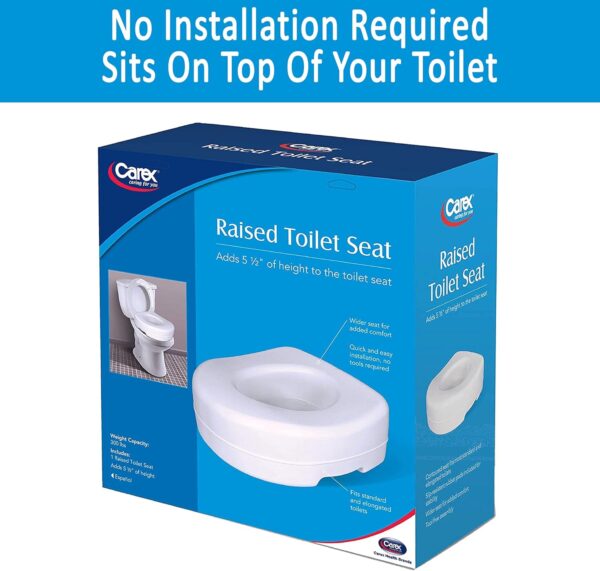 Carex Toilet Seat Riser - Adds 5.5 Inch of Toilet Height - Raised Toilet Seat with 300 Pound Weight Capacity, Slip-Resistant, Toilet Riser, Elevated Toilet Seat