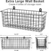 MaraFansie Extra Large Hanging Wall Basket 4-Pack Wall Mounted Wire Basket Cabinet Storage Bin Organizer Wall Shelves Farmhouse Decor for Home Kitchen Bathroom, Black