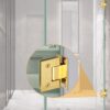 2Pack Glass Gold Shower Door Hinges Stainless Steel 90 Degree Heavy Duty Brushed Gold Shower Door Hinges Replacement Parts with Mounting Hardware, Bathroom Gate Clamp for 3/8” to 1/2”Glass