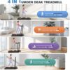 ANCHEER Walking Pad Treadmill with Incline&Adjustable Height,4 in 1 Under Desk Treadmills with Removable Desk Workstation,Foldable Treadmill for Home 300lbs Max,3 Type Control,Installation-Free