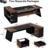 Tribesigns 78" L-Shaped Executive Desk, Large Office Desk with Drawers and Lateral File Cabinet, Business Furniture with Storage Shelves, Modern Computer Desk for Home Office, Walnut & Black