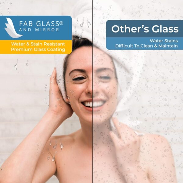 Fab Glass And Mirror Frameless Sliding Shower Door 48" X 72", Adjustable Width 44-48", 5/16" Thick Tempered Glass, Brushed Nickel
