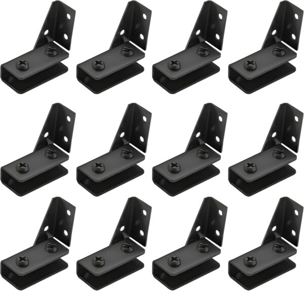 Stainless Steel Glass Door Hinge Double Head Magnetic Catch Closures with ABS Clamp Set for 5-7mm Glass Doors (1, Black)