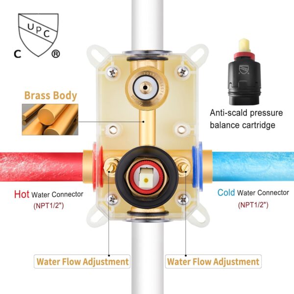 Gabrylly Shower System, Slide Bar Shower Faucet Set Complete with High Pressure 8" Rain Shower head and 5-Setting Handheld Shower Set, Shower Valve Include, Matte Black