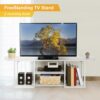 BTY Floating TV Stand for 50" TV Wall Mounted Entertainment Center with 3 Tier Open Storage Shelf, Wooden Media Console for Living Room, Bedroom, Under TV Shelf, White