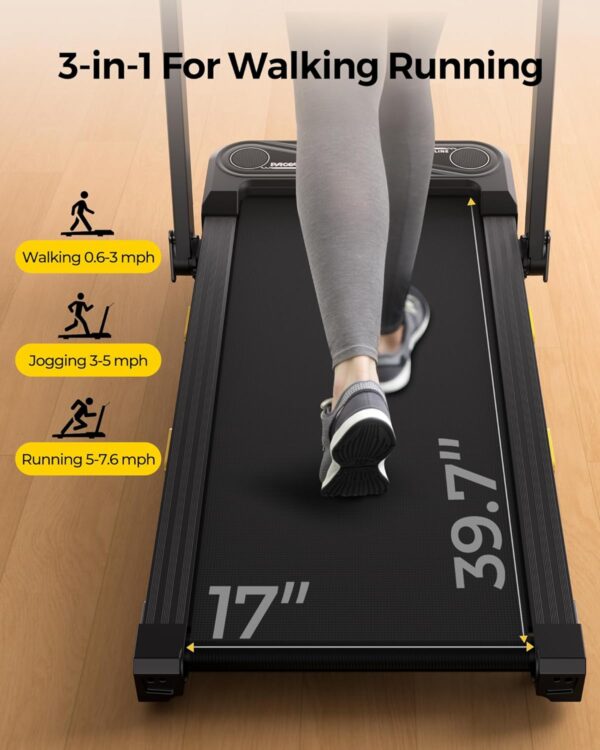 PACEARTH Walking Pad Treadmill 3 in 1 Under Desk Foldable Treadmill 7.6mph 15% 9-Level Auto Incline Pause/Start Remote Control 2.5HP Powerful Quiet 265Lbs Weight Capacity for Home Office Workout
