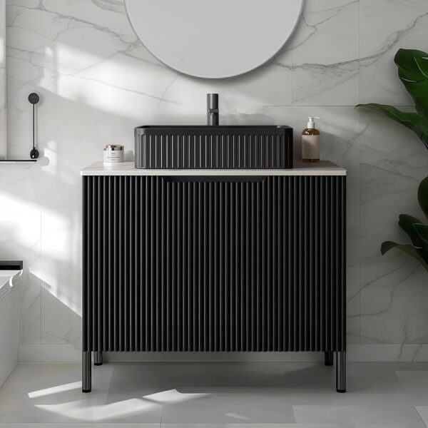 30" Bathroom Vanity with Sink, Modern Bathroom Black Vanity Cabinet Set, Black Bathroom Storage Cabinet with 2 Soft Close Doors