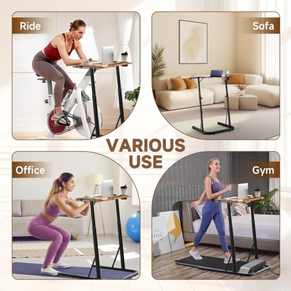 Adjustable Desk for Treadmill Walking Pad, Desk for Bike/Cycling, Workstation Standing Desk, Trainer Stand Table for Indoor, Treadmill Attachment-Exercise While Working or Watching TV