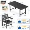 FOOWIN Outdoor Table and Chairs Set 5-Piece HDPE All Weather Patio Dining Set with Umbrella Hole,Outdoor Patio Furniture Dining Set for 6,Patio Kitchen Table Set for Garden,Backyard,Poolside Black