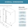 DELAVIN 40" W x 72" H Frameless Glass Shower Door, Hinged Single Swing Shower Door with Stainless Steel Hinges and Handle, Matte Black Shower Doors can be Installed Left and Right, Magnetic Closing