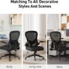 Hbada Office Chair Ergonomic Desk Chair, Office Chairs with PU Silent Wheels, Breathable Mesh Computer Chair with Adjustable Lumbar Support, Flip-up Armrests, Tilt Function, Black