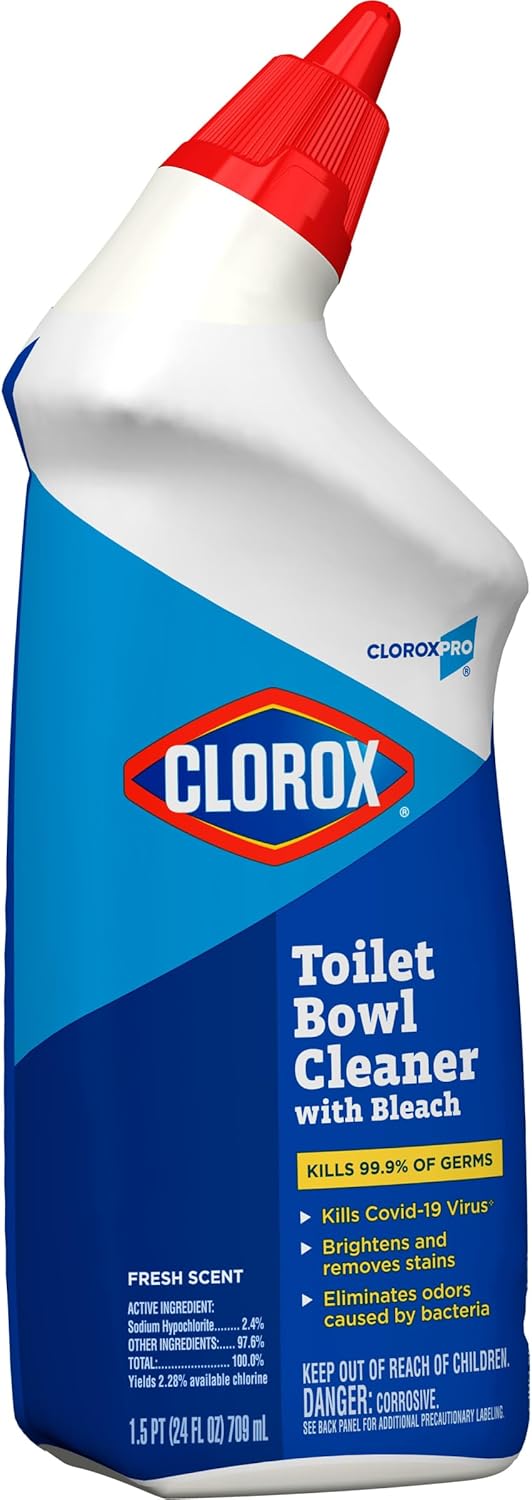 CloroxPro Commercial Solutions, Clorox Manual Toilet Bowl Cleaner with Bleach, Automatic Toilet Cleaner, Fresh Scent, 24 Ounces (Pack of 12) - 00031
