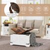 oneinmil 3-Piece Farmhouse Table Set Includes 31” Coffee Table and Side Tables with Storage Space, Retro Tables for Living Room, White