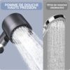 Ion Drops Shower Head with 60 Inch Hose and Shower Holder, High Pressure Shower Head with Water Filter, 4 Spray Mode Filtered Showerhead with On/Off Switch for Hard Water Grey