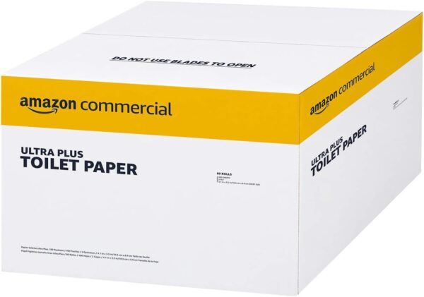 AmazonCommercial 2-Ply White Ultra Plus Individually Wrapped Toilet Paper/Bath Tissue (416975)|Bulk | Septic Safe | FSC Certified | 400 Sheets per Roll (80 Rolls)(4.1 x 3.5 Sheet)