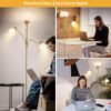 Floor Lamps for Living Room,Standing Lamp with Stepless Dimming, 3 Lights Adjustable Reading Lights, Morden Tall Lamps for Living Room, Bedroom, Office, Gold