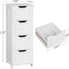 Yaheetech Bathroom Floor Cabinet, Wooden Side Storage Organizer, 4 Drawers Free-Standing Cabinet for Bathroom/Hallway/Living Room, White