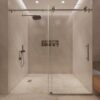 Fab Glass And Mirror Frameless Sliding Shower Door 48" X 72", Adjustable Width 44-48", 5/16" Thick Tempered Glass, Brushed Nickel