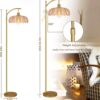 Floor Lamp for Living Room,Bedroom,Gold Dimmable Standing Lamp with Remote,Mid Century Modern Brass Tall Lamp Retro Vintage Green Glass Lamp Floor Light Boho Bohemian