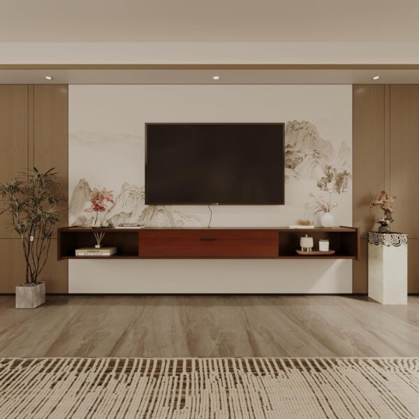 55'' Floating TV Stand,Wall Mounted TV Console,Floating TV Cabinet,Under TV Shelf for Bedroom Living Room(Walnut)