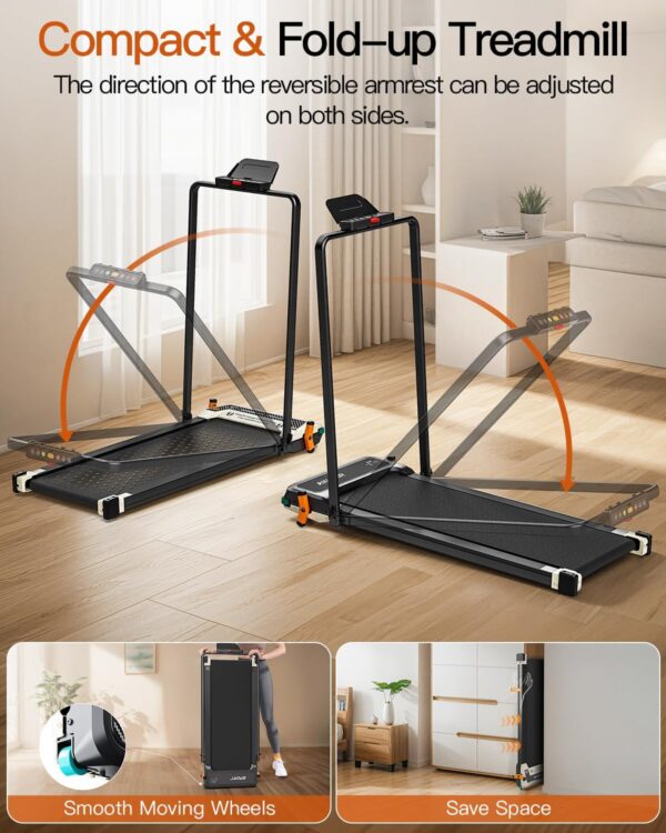 Versatile Walking Pad with Incline - Dual-Sided Under Desk Treadmill with Foot Massage,Portable Compact Treadmills with 330LBS Weight Capacity,2 in 1 Walking Treadmill for Home/Office-Orange