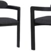 Armen Living Jazmin Fabric Modern Dining Chairs, Charcoal, Set of 2